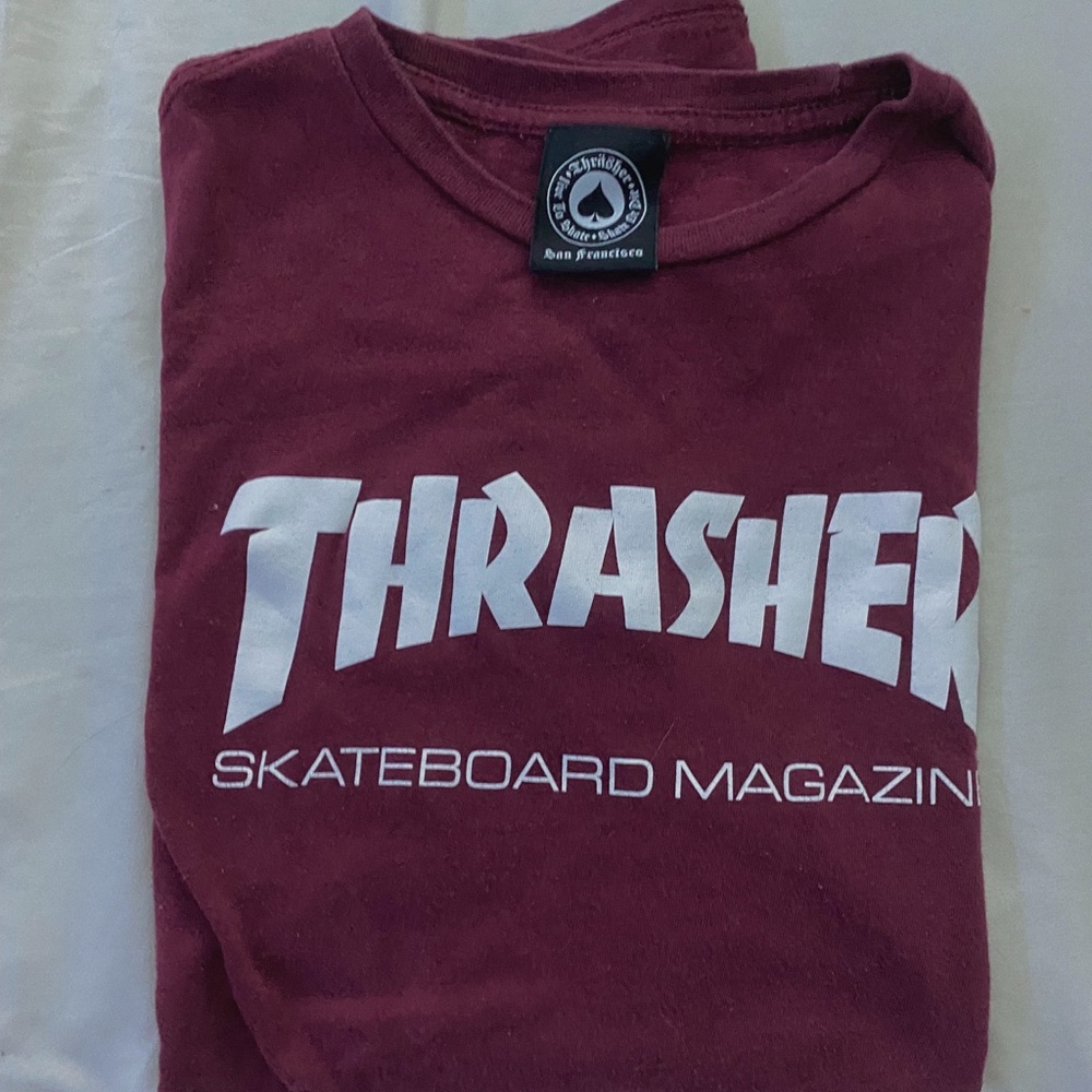 thrasher burgundy shirt